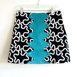 JW Anderson iconic runway teal black squiggle mini skirt
